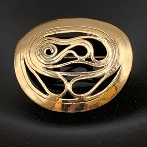 EH Eivind Hillestad K7 Bronze Norway Modernist Vtg C Clasp Brooch Pin J553